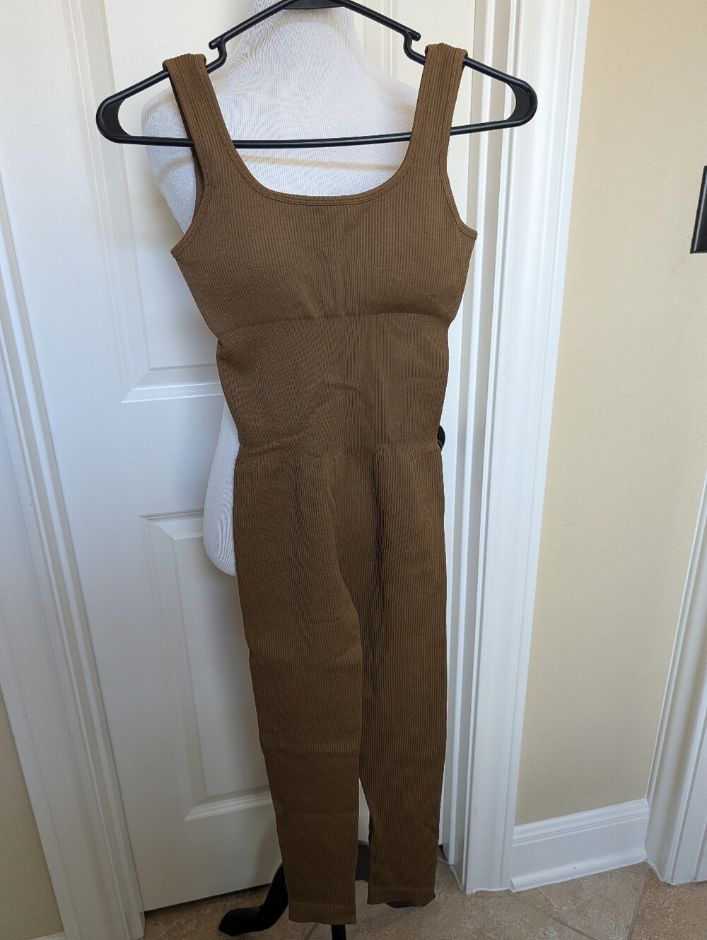 Fabletics Ribbed Tank Jumpsuit in Chestnut Brown